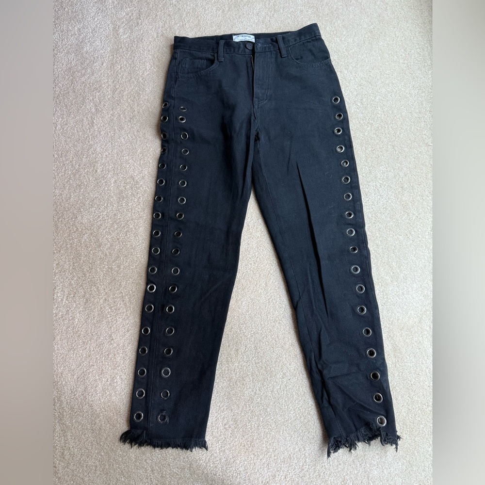 One Teaspoon Black Skinny Jeans with Lace-Up Details